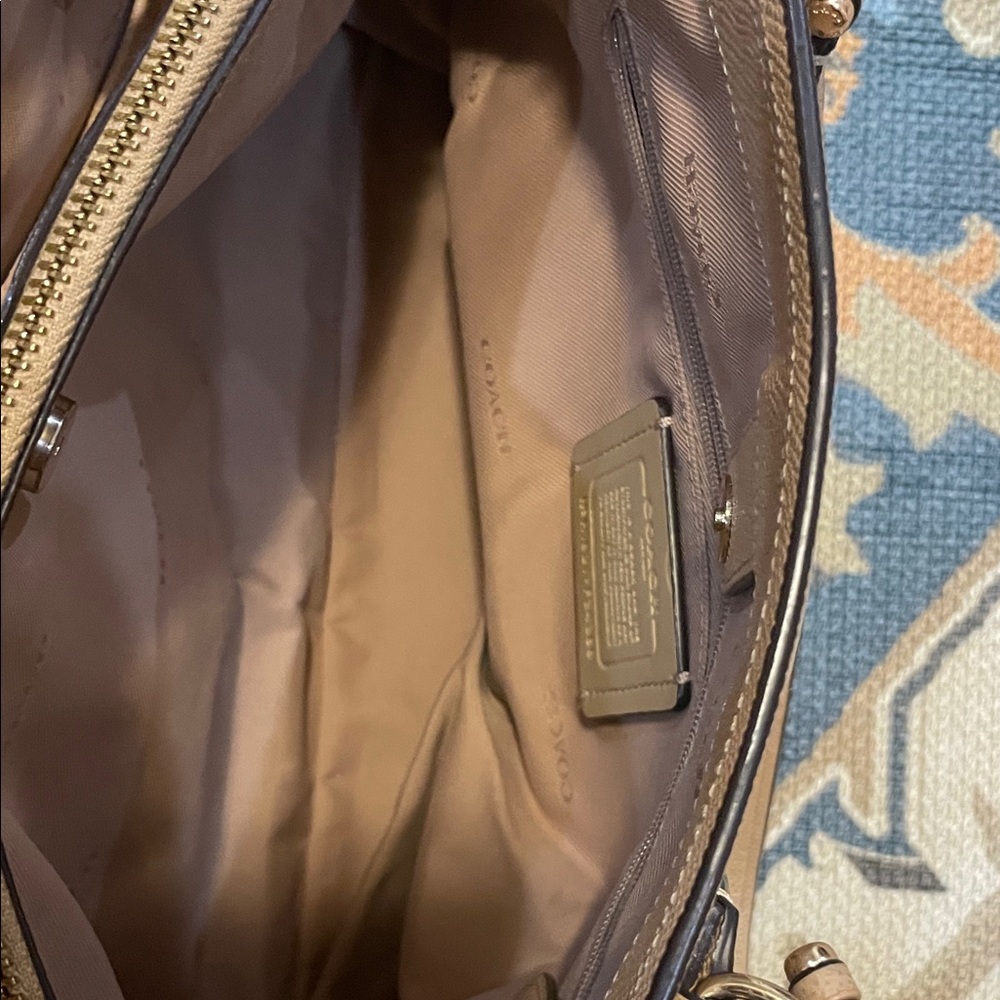 Coach Beige Leather Tote Bag - Picture 9 of 14